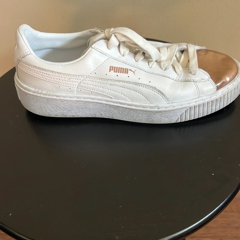 Puma Leather Shoes with Rose Gold Metallic Toe